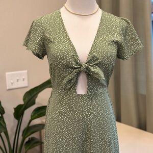 Sage The Label Anthropologie Tie-Front Wide Leg Jumpsuit with Flutter Sleeves